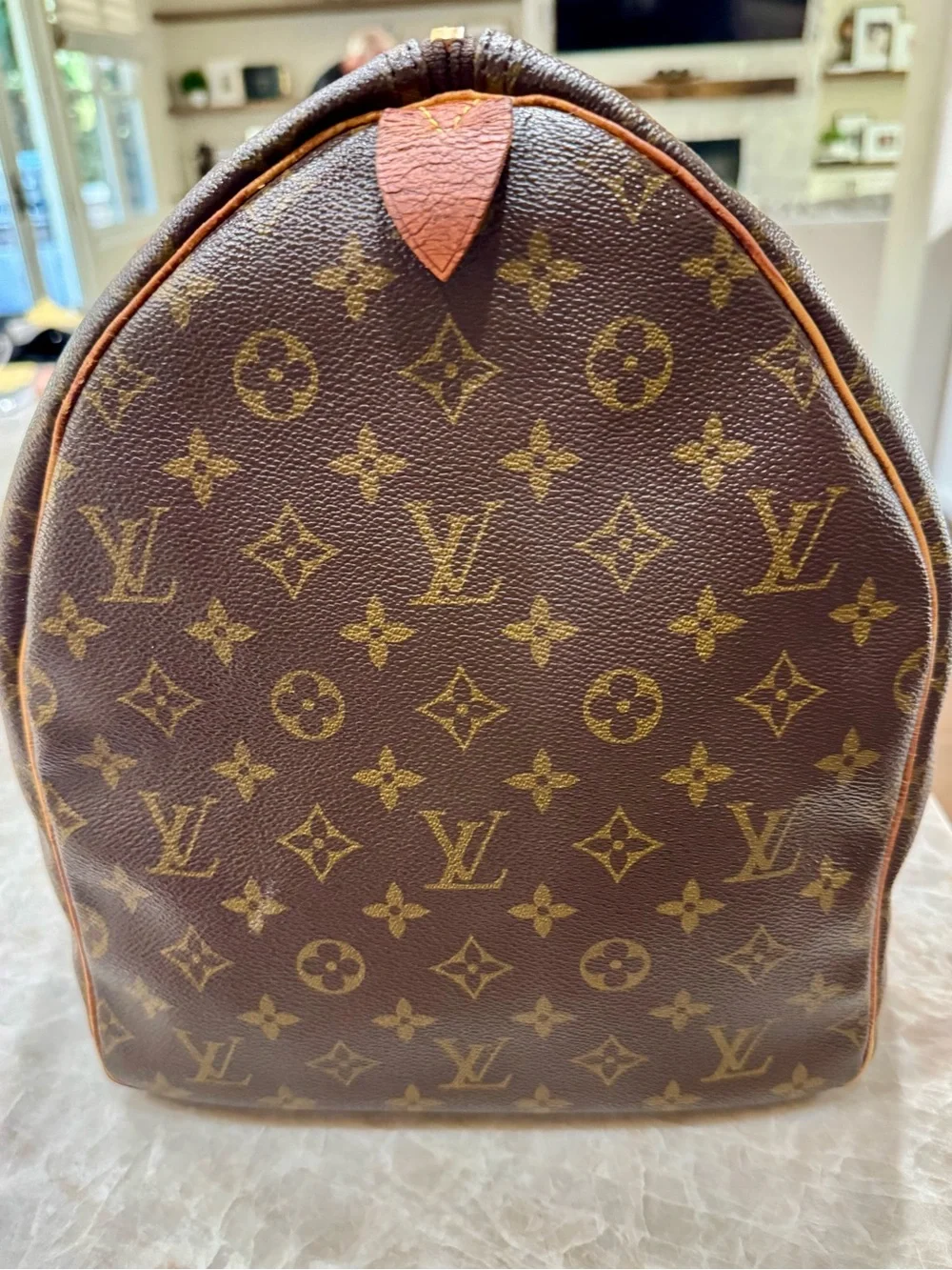 Louis Vuitton Vintage Keepall 55 Monogram Canvas Duffel with Tan Leather Straps